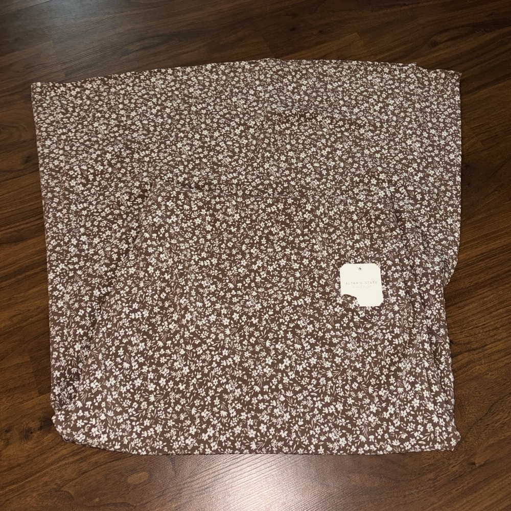 Altar'd State Brown and White Floral Midi Skirt